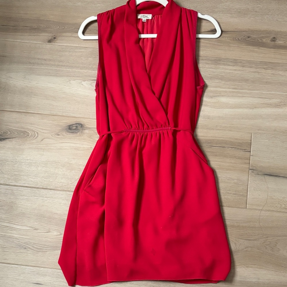 Aritzia Wilfred Red Sleeveless Faux Wrap Dress S